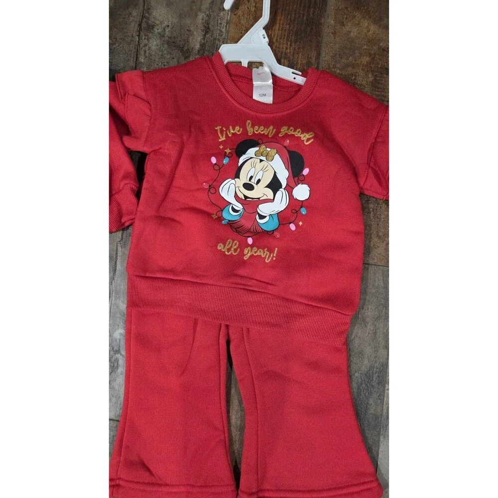Disney Minnie Mouse 2 Piece Christmas Outfit Size 24 Months New With Tags B9